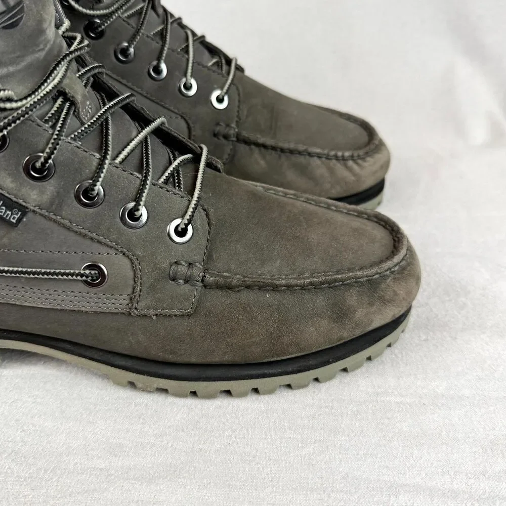 Timberland Boots Men 8.5 Earthkeepers Anti Fatigue Gray Leather Moc Toe Lace Up